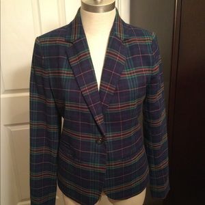MERONA Blue Plaid Wool Blend Jacket-Size 6